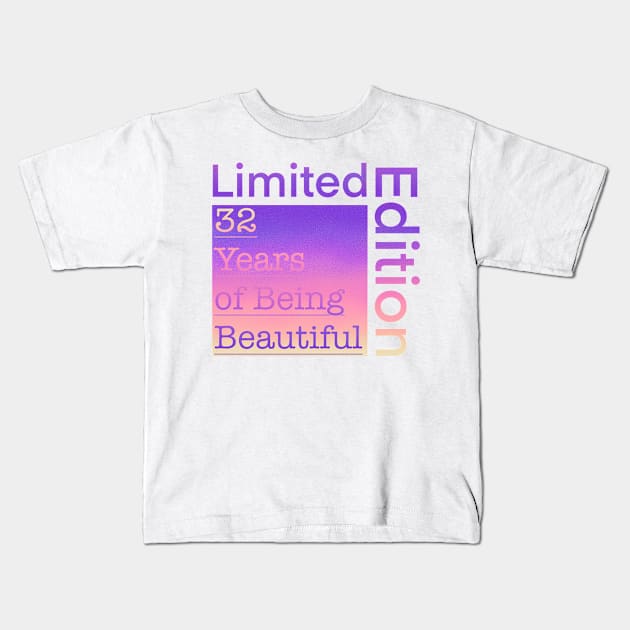 32 Year Old Gift Gradient Limited Edition 32th Retro Birthday Kids T-Shirt by Designora